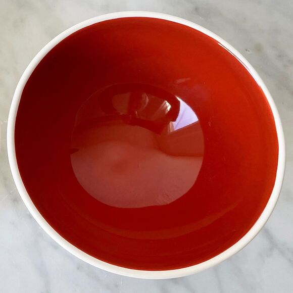 Rae Dunn Magenta BLISS Set of 2 Ivory/Red Interior Ice Cream/Cereal Bowls 5.5" - Picture 5 of 8